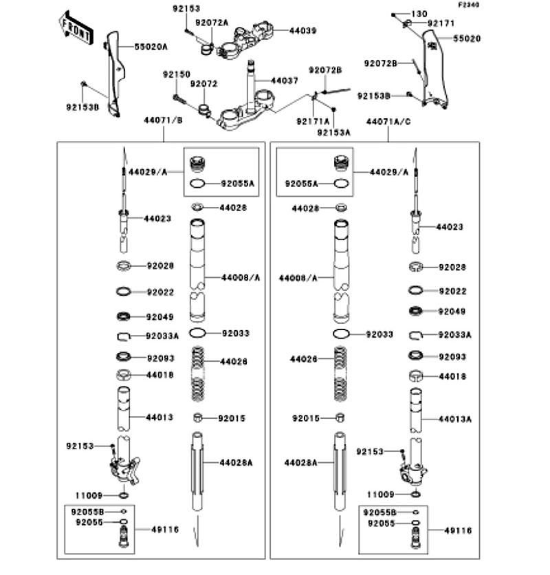 Kawasaki カワサキ 純正部品 44071-5079 ダンパアッシ、フォーク、RH、シルバー