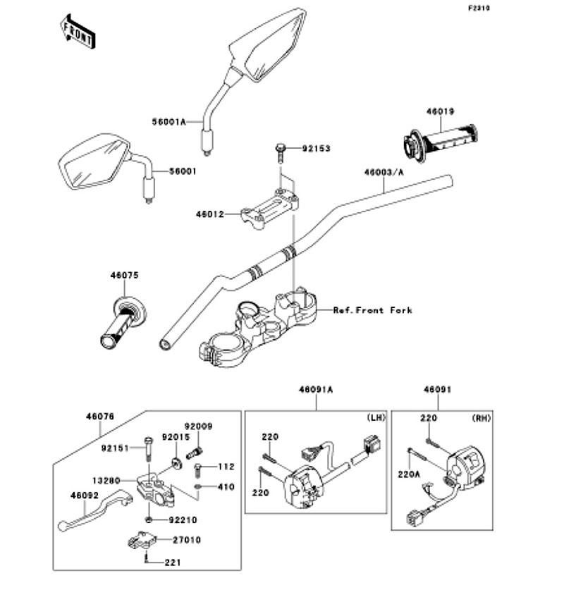 Kawasaki カワサキ 純正部品 56001-0092 ミラーアッシ、LH