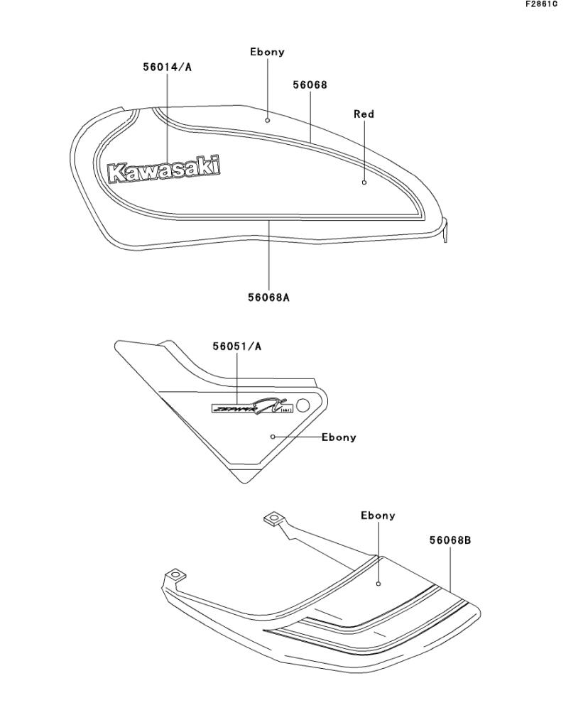 Kawasaki カワサキ 純正部品 56068-0009 パターン、フューエル タンク、UPP