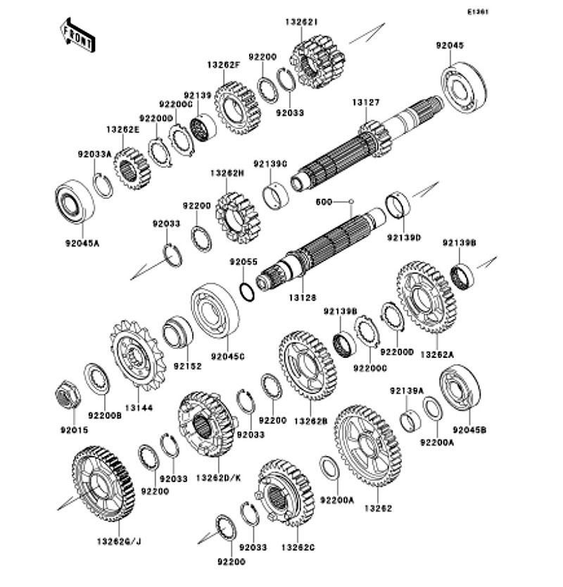 Kawasaki カワサキ 純正部品 13262-0856 ギヤ、インプット 2ND、19T