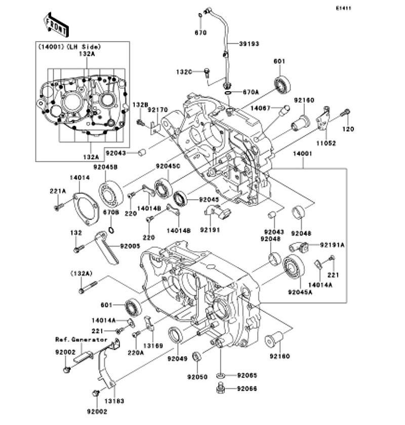 Kawasaki カワサキ 純正部品 14001-0085 セット(クランクケース)