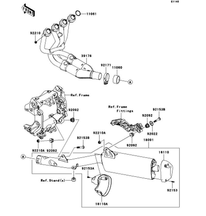 Kawasaki カワサキ 純正部品 18091-0469 ボディコンプ(マフラ)