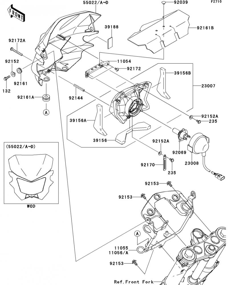 Kawasaki カワサキ 純正部品 23007-0153 レンズコンプ、ヘッド ランプ