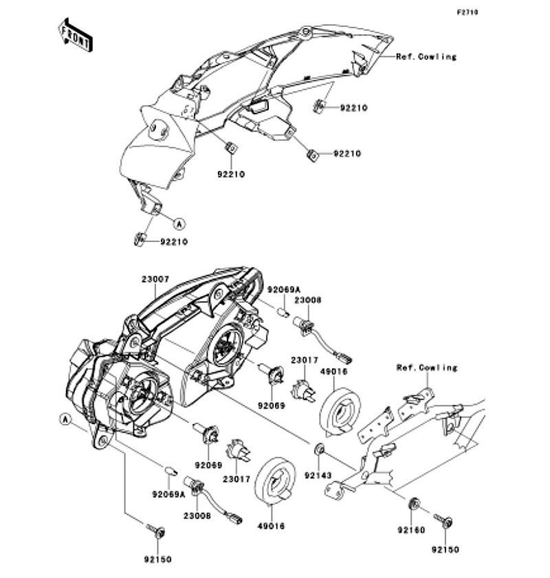 Kawasaki カワサキ 純正部品 23007-0173 レンズコンプ、ヘッド ランプ