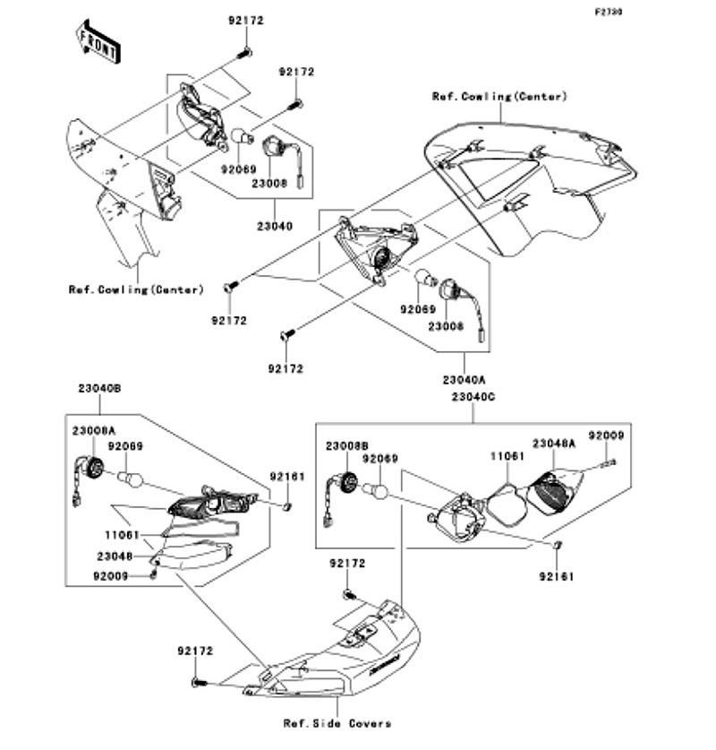Kawasaki カワサキ 純正部品 23040-0079 ランプ(シグナル)、RR、LH