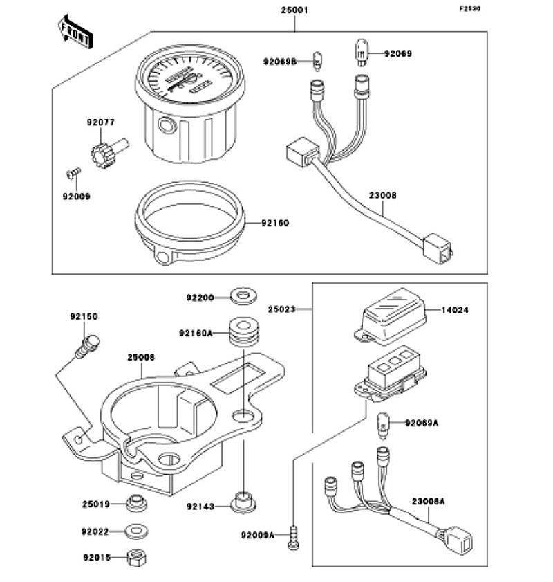 Kawasaki カワサキ 純正部品 25023-1194 カバー(メータケース)、パイロット ボックス