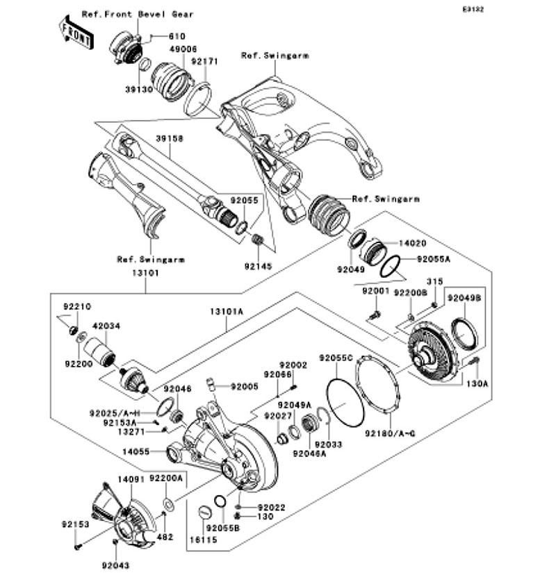 Kawasaki カワサキ 純正部品 39158-0004 シャフトアッシ(ドライブ)