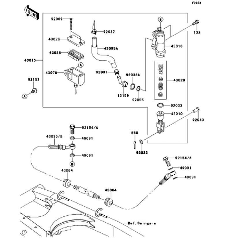 Kawasaki カワサキ 純正部品 43015-0153 シリンダアッシ(マスタ)、RR