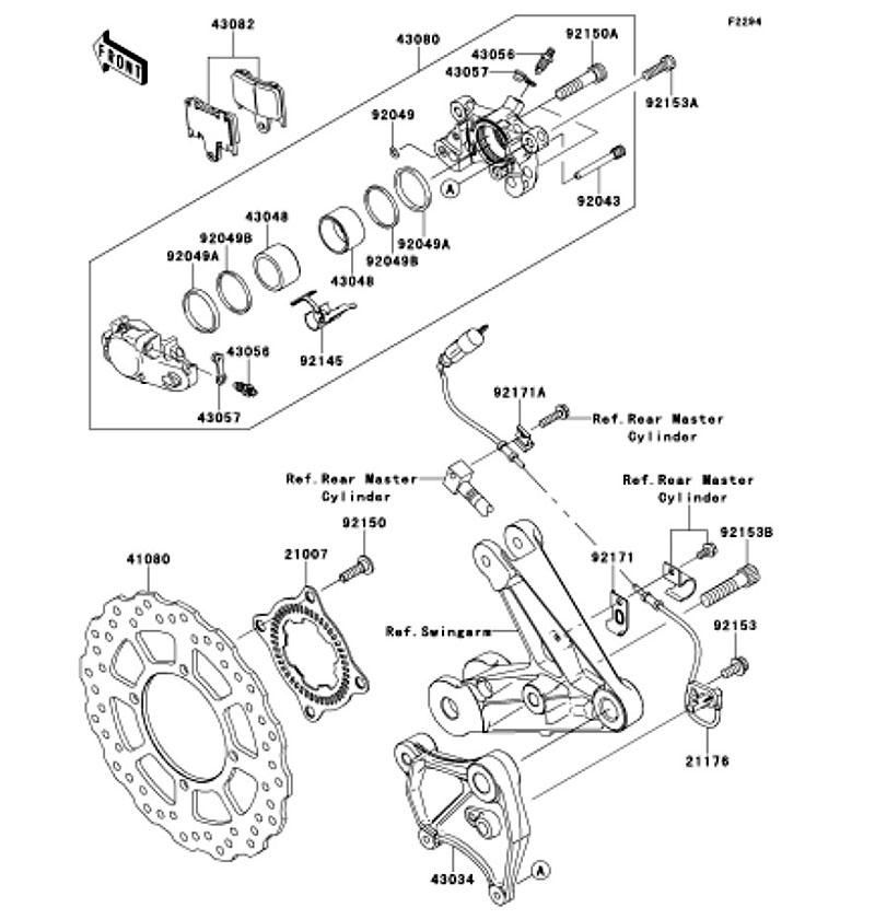 Kawasaki カワサキ 純正部品 43034-0058 ホルダ(ブレーキ)、リヤ キャリパ