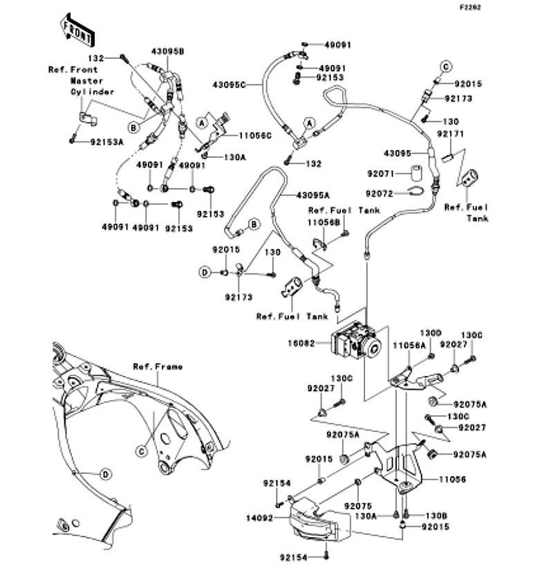 Kawasaki カワサキ 純正部品 43095-0647 ホース(ブレーキ)、キャリパーABS HU