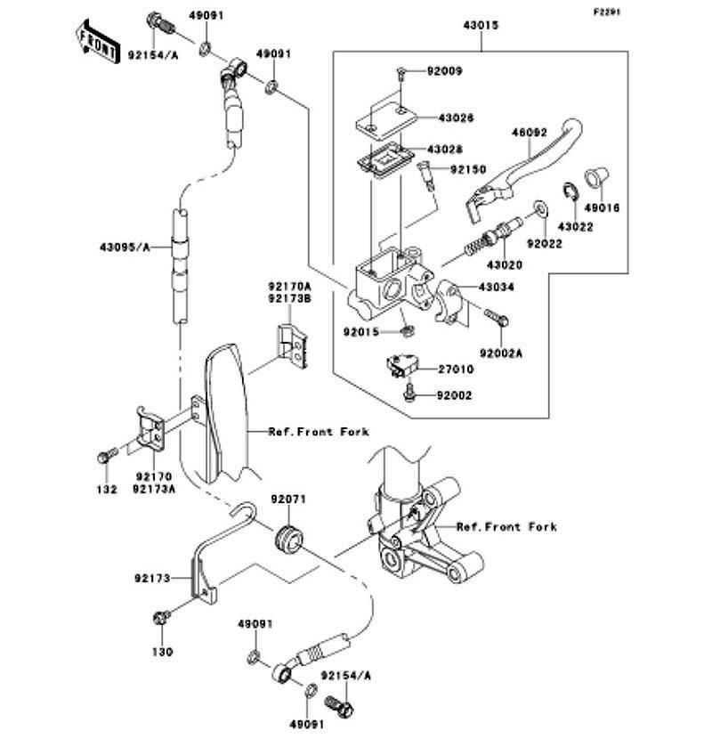 Kawasaki カワサキ 純正部品 43095-0664 ホース(ブレーキ)、FR