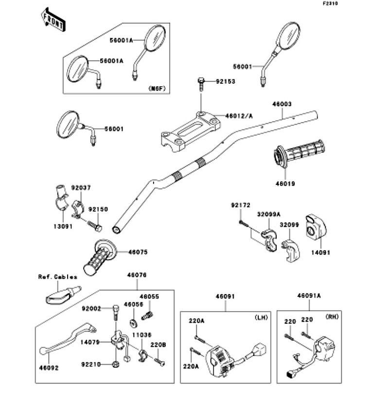 Kawasaki カワサキ 純正部品 46091-1733 ハウジングアッシ(コントロール)、RH