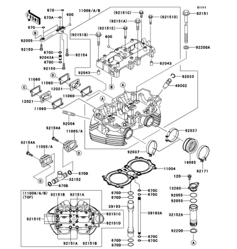 Kawasaki カワサキ 純正部品 11008-0757 ヘッドコンプ(シリンダ)