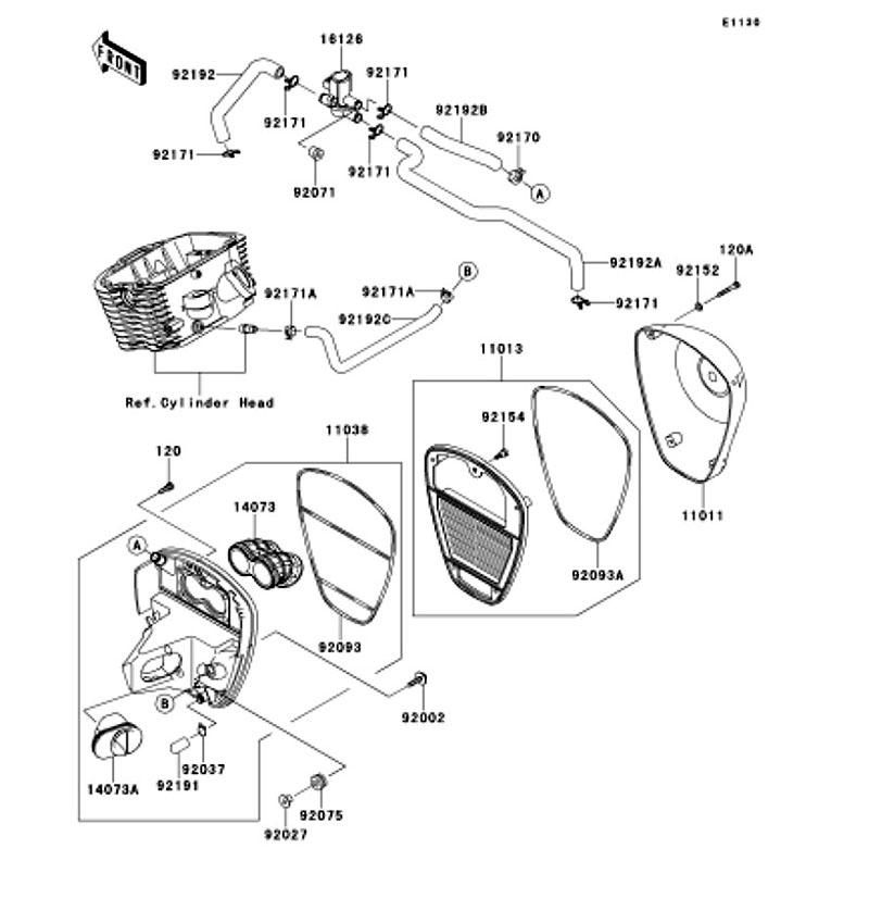 Kawasaki カワサキ 純正部品 11038-0025 ケースアッシ(エアフィルタ)