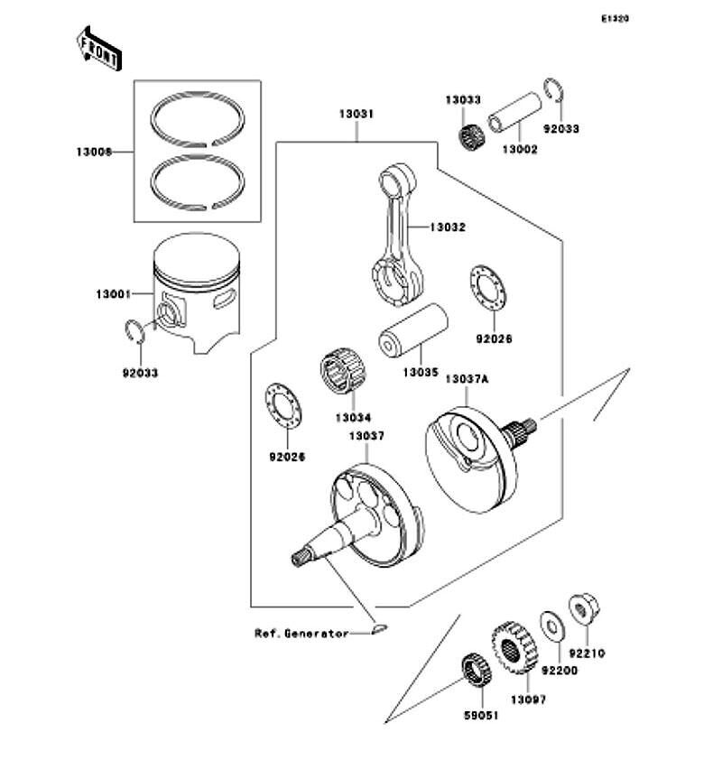 Kawasaki カワサキ 純正部品 13037-0050 クランクシャフト、LH