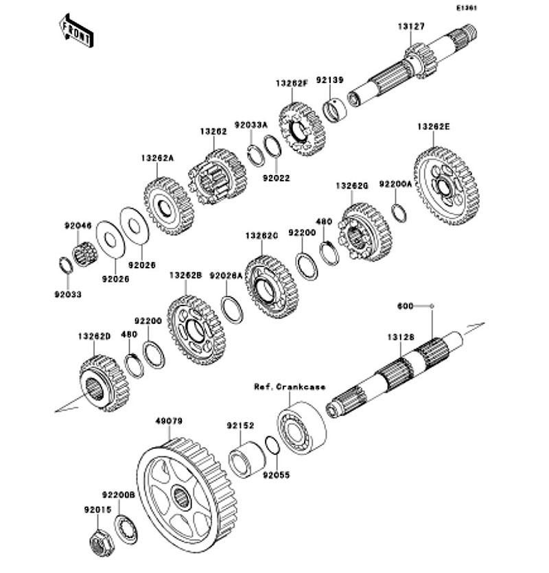 Kawasaki カワサキ 純正部品 13262-0319 ギヤ、アウトプット 2ND、34T