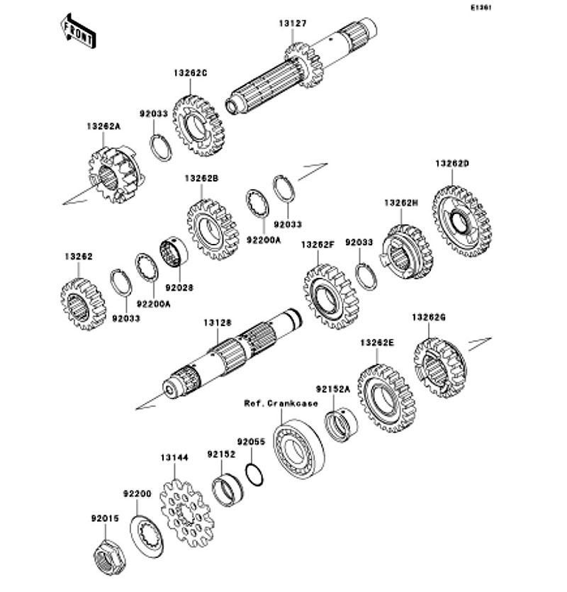 Kawasaki カワサキ 純正部品 13262-0391 ギヤ、インプット 3RD、16T