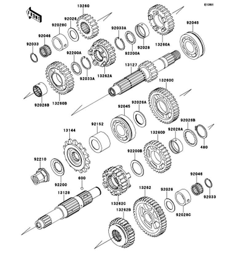 Kawasaki カワサキ 純正部品 13262-0844 ギヤ、インプット 3RD、25T