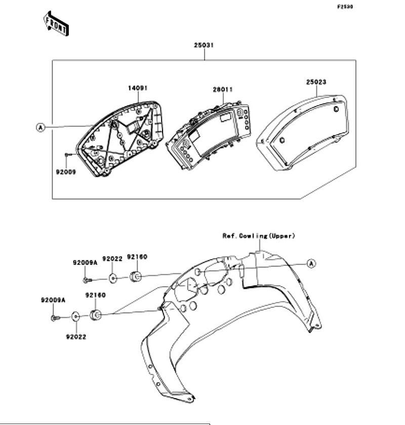 Kawasaki カワサキ 純正部品 25023-0068 カバー(メータケース)、UPP