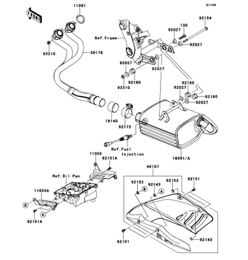 Kawasaki カワサキ 純正部品 39178-0155 マニホールドコンプ(エキゾースト)
