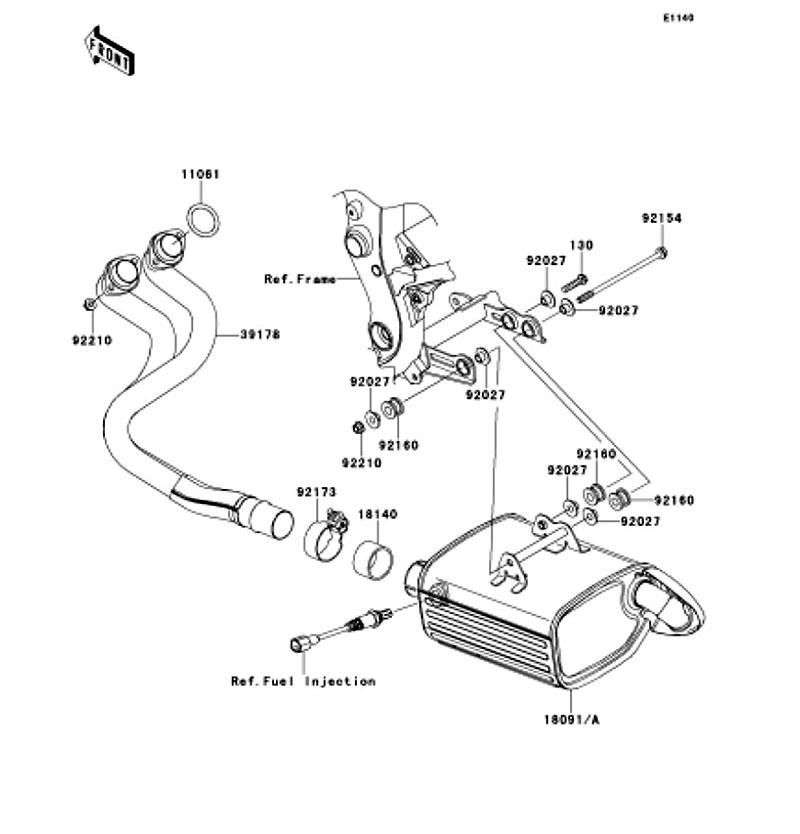 Kawasaki カワサキ 純正部品 39178-0156 マニホールドコンプ(エキゾースト)