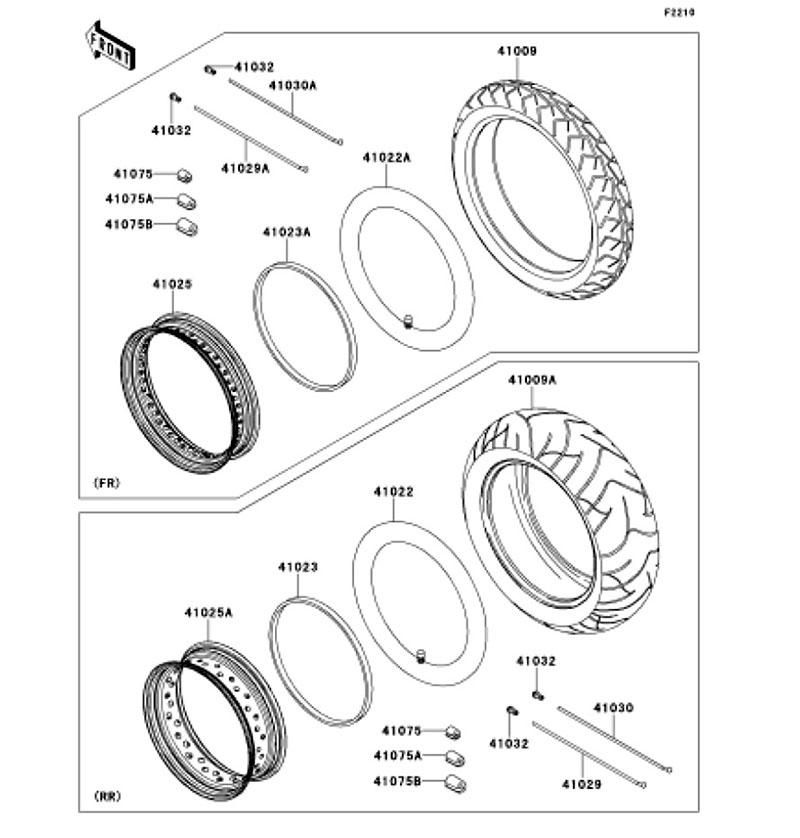 Kawasaki カワサキ 純正部品 41025-0046 リム、FR、3.00X16