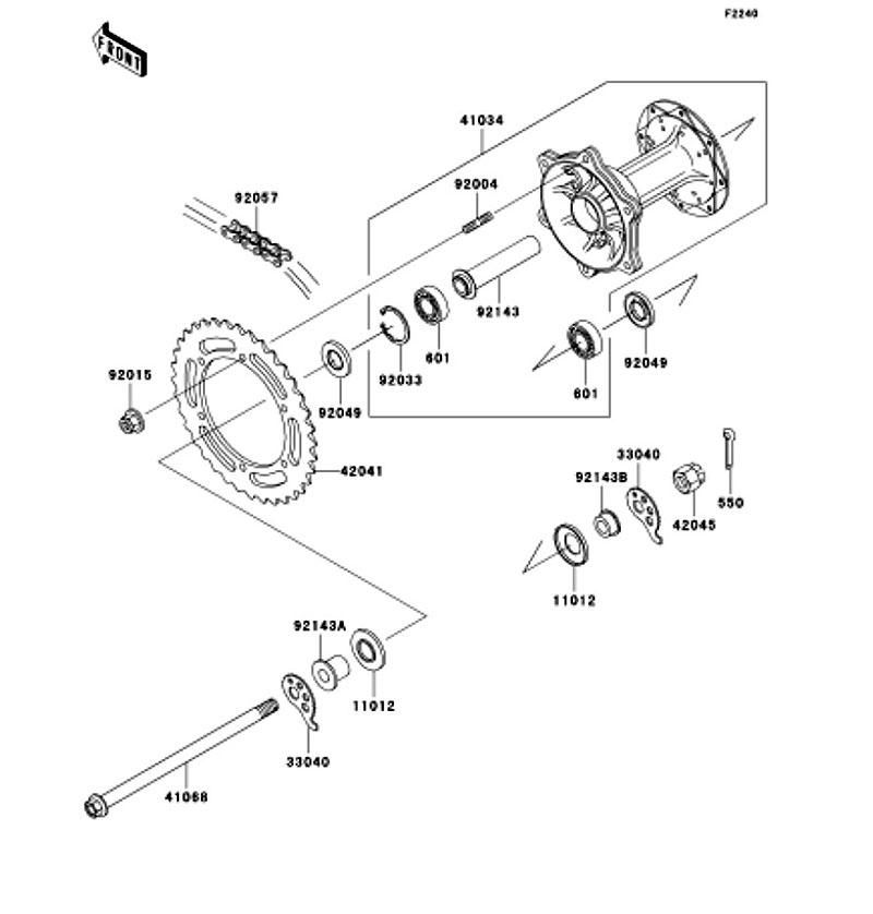 Kawasaki カワサキ 純正部品 41068-1393 アクスル、RR