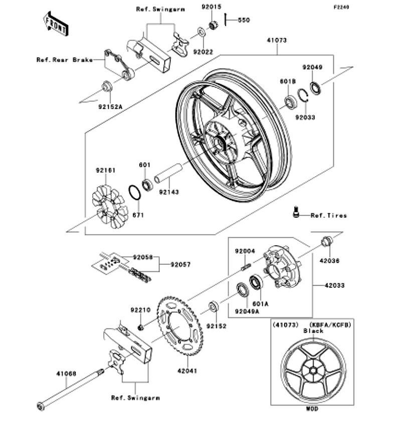 Kawasaki カワサキ 純正部品 42041-0088 スプロケット(ハブ)、43T