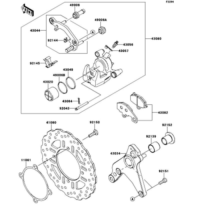 Kawasaki カワサキ 純正部品 43034-0055 ホルダ(ブレーキ)、RR