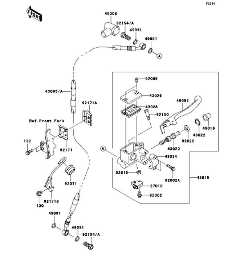 Kawasaki カワサキ 純正部品 43095-0442 ホース(ブレーキ)、FR