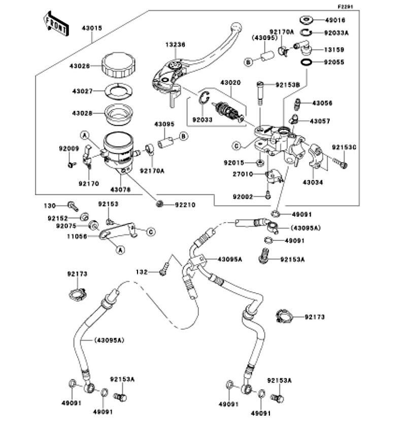 Kawasaki カワサキ 純正部品 43095-0649 ホース(ブレーキ)、FR