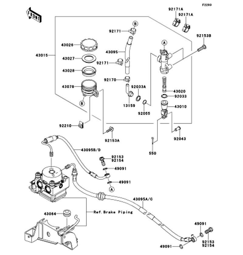 Kawasaki カワサキ 純正部品 43095-0763 ホース(ブレーキ)、HUーフロントマスタシリンダ