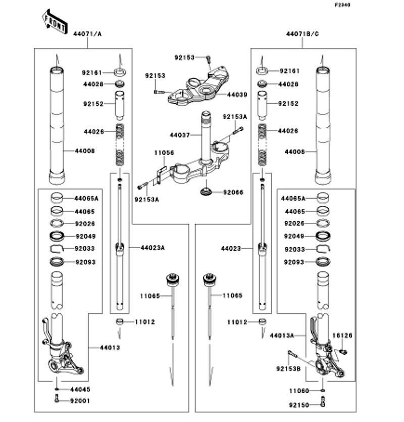 Kawasaki カワサキ 純正部品 44013-0161 パイプ(フォークインナ)、RH