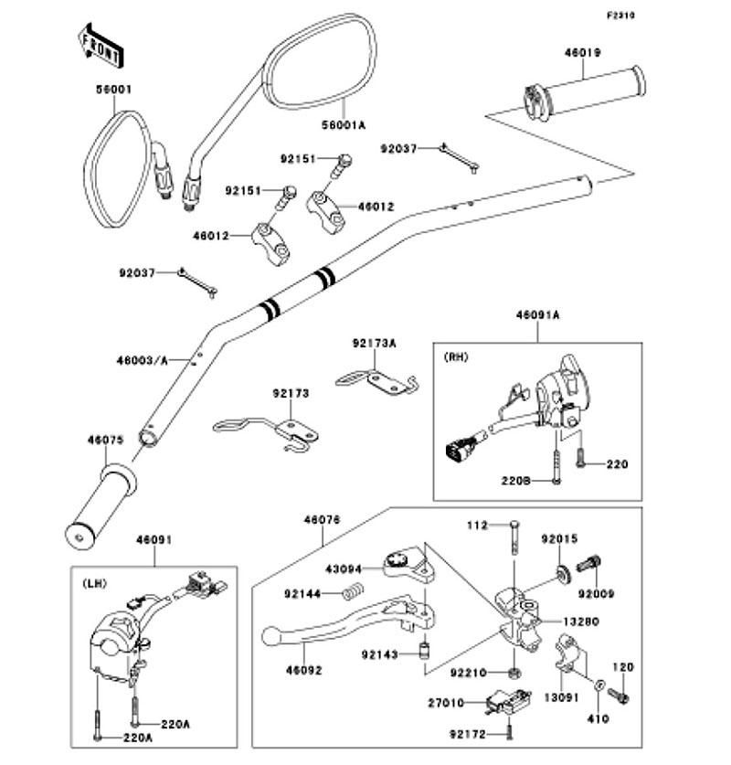 Kawasaki カワサキ 純正部品 46091-0227 ハウジングアッシ(コントロール)、LH