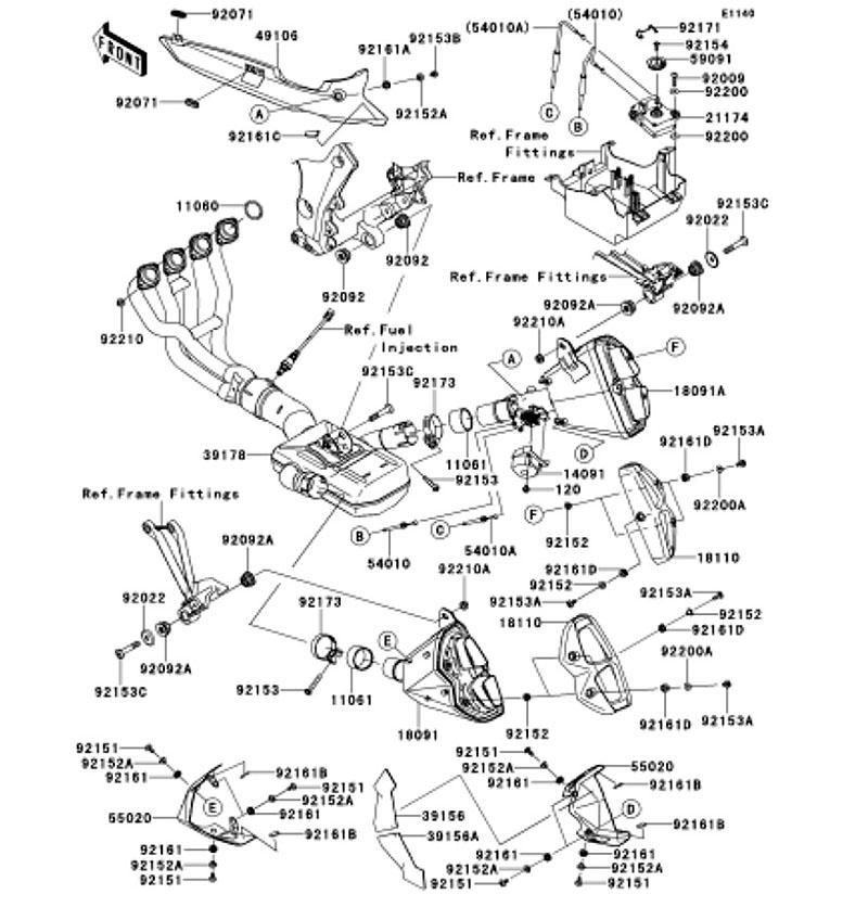 Kawasaki カワサキ 純正部品 55020-0568 ガード、フロント カバー