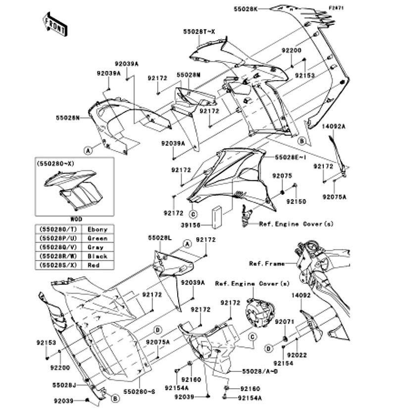 Kawasaki カワサキ 純正部品 55028-0350 カウリング、インナ、LH