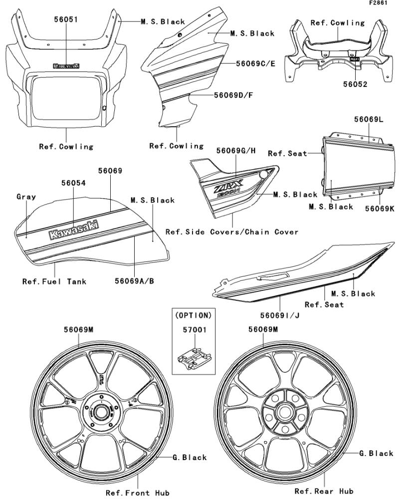 Kawasaki カワサキ 純正部品 56069-1869 パターン、フューエル タンク、UPP