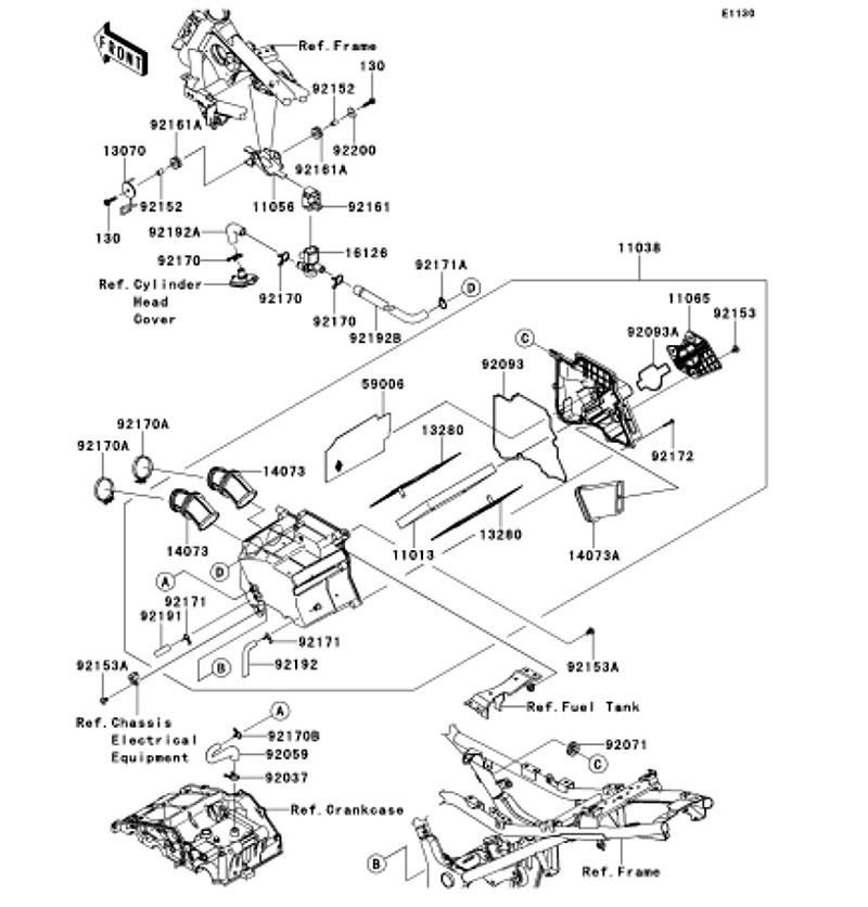 Kawasaki カワサキ 純正部品 11038-0019 ケースアッシ(エアフィルタ)