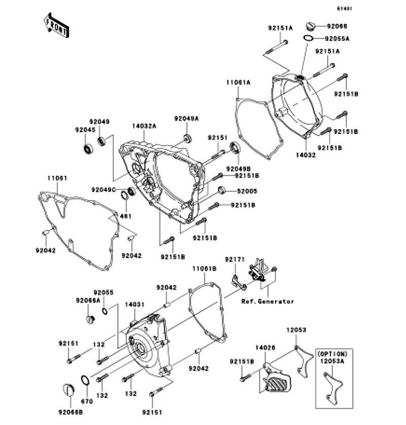Kawasaki カワサキ 純正部品 14032-0120 カバー(クラッチ)、アウタ