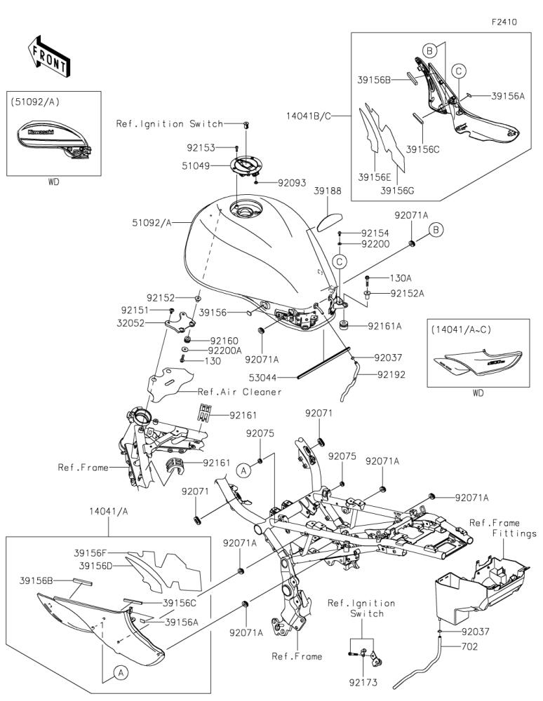Kawasaki カワサキ 純正部品 14041-5102-17K カバー(サイド)、RH、M.D.ブラック 26,260円