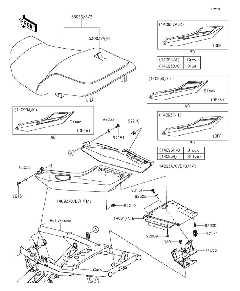 Kawasaki カワサキ 純正部品 14091-1699-474 カバー、シート、CNT、シルバー