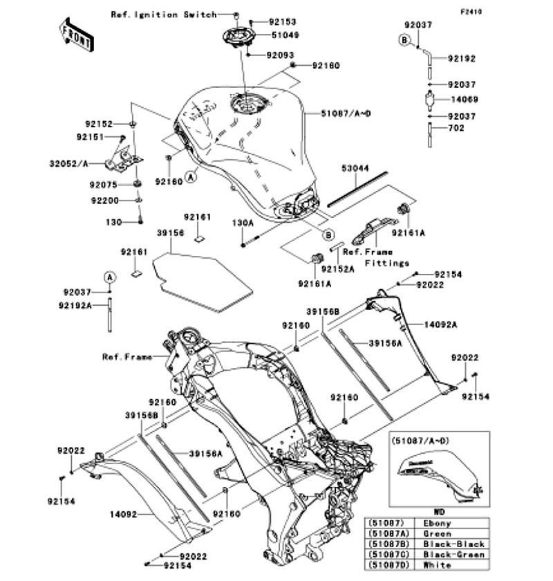 Kawasaki カワサキ 純正部品 14092-0161-6Z カバー、ニー グリツプ、LH、ブラック