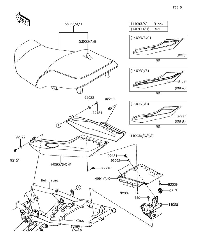 Kawasaki カワサキ 純正部品 14093-5116-660 カバー、シート、RH、M.S.ブラック 26,156円