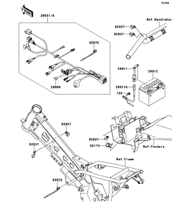 Kawasaki カワサキ 純正部品 26012-0123 バッテリ、FTH4LーBS、12V 3AH
