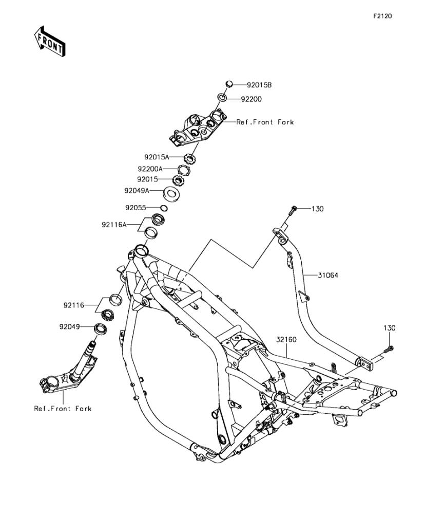 Kawasaki カワサキ 純正部品 31064-0157-18R パイプコンプ、ダウンチューブ、RH、ブラック