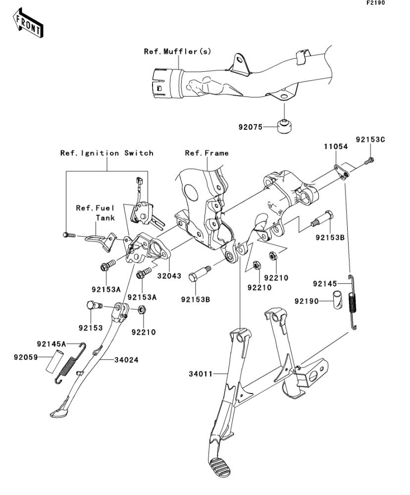 Kawasaki カワサキ 純正部品 32043-0559-18R ブラケット(スタンド)、ブラック