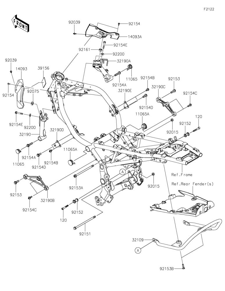 Kawasaki カワサキ 純正部品 32190-0757-18R ブラケット(エンジン)、シリンダ、LH、ブラック
