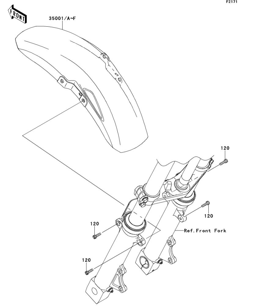 Kawasaki カワサキ 純正部品 35001-0023-27Y フェンダアッシ(フロント)、グレー