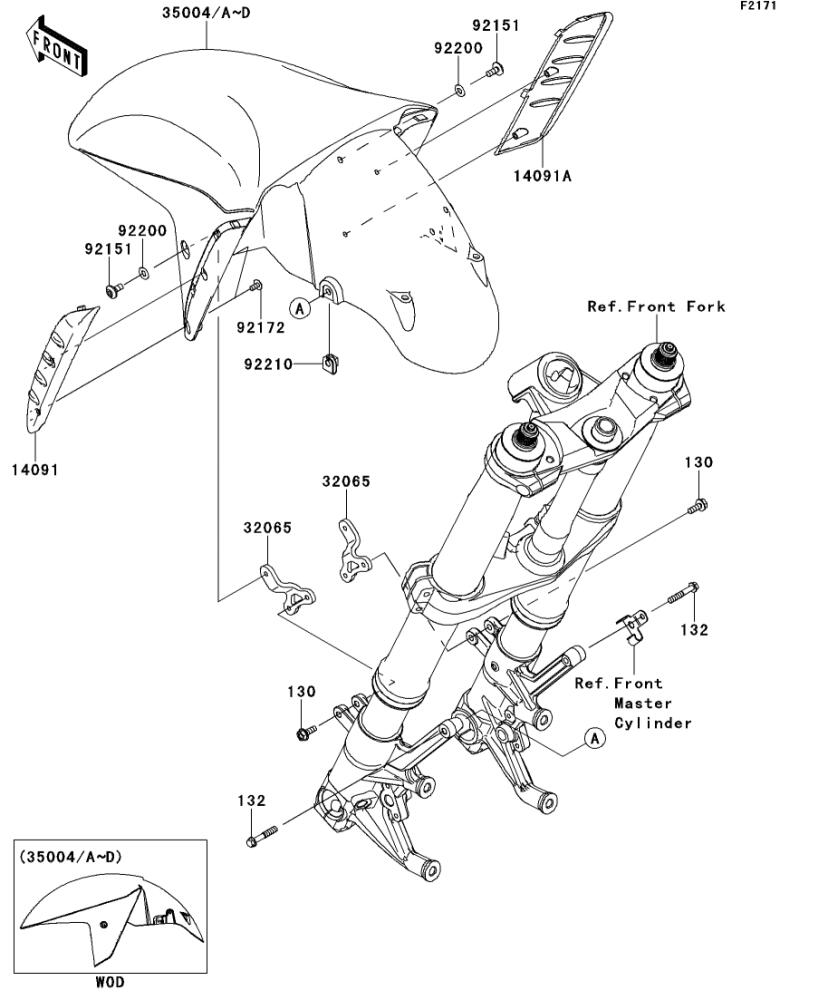 Kawasaki カワサキ 純正部品 35004-0131-660 フェンダ(フロント)、ブラック