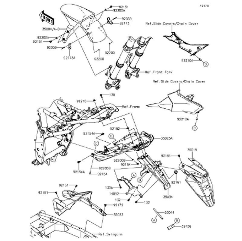 Kawasaki カワサキ 純正部品 35004-0322-45L フェンダ(フロント)、エボニー